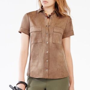 BCBG Esther Faux-Suede Shirt